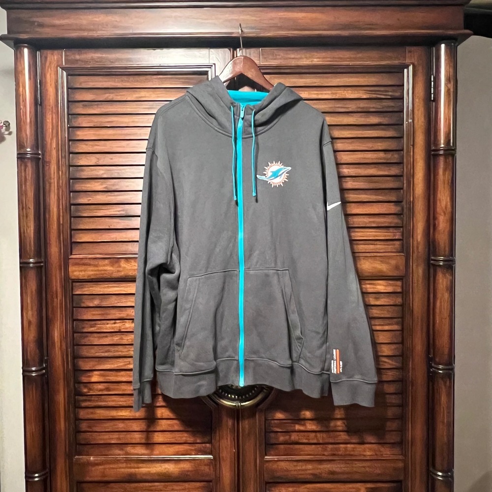 Miami Dolphins Nike Anthracite Primetime Club Full-Zip Hoodie Men's Size XXL